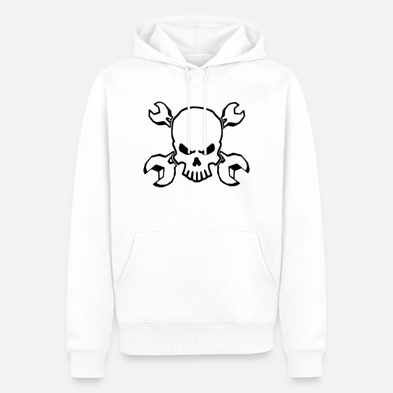 TOOLSKULL - 1C - Männer Premium Bio Hoodie - Weiß