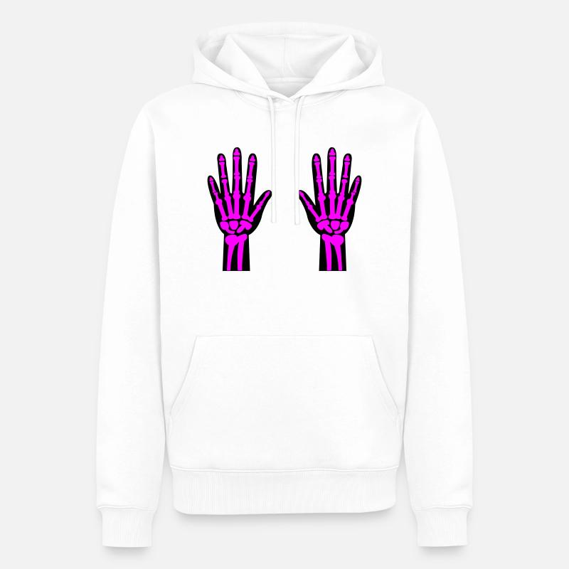 skelett hände 02 - Männer Premium Bio Hoodie - Weiß