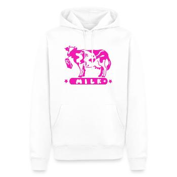 Carton de lait vache rose - Sweat à capuche Premium bio Homme - blanc - Devant - Nico (187cm)