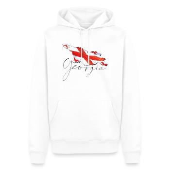 Drapeau de la Géorgie sur la carte de la Géorgie FR - Sweat à capuche Premium bio Homme - blanc - Devant - Nico (187cm)