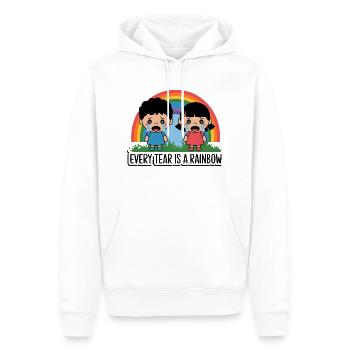 ENFANTS QUI PLEURENT - Sweat à capuche Premium bio Homme - blanc - Devant - Nico (187cm)