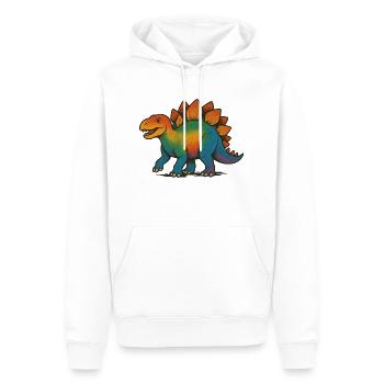 Fierté de dinosaure arc-en-ciel - Sweat à capuche Premium bio Homme - blanc - Devant - Nico (187cm)