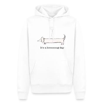 Dackel: it‘s a long day - Männer Premium Bio Hoodie - Weiß - Vorne - Nico (187cm)