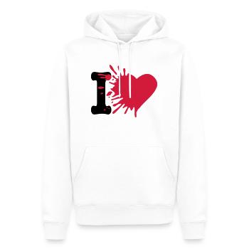 i love - Men’s Premium Organic Hoodie - white - Front - Nico (187cm)