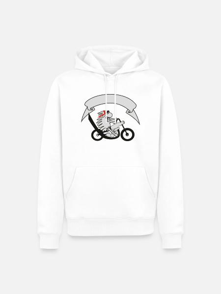 Biker sheep with banner - Men’s Premium Organic Hoodie - white