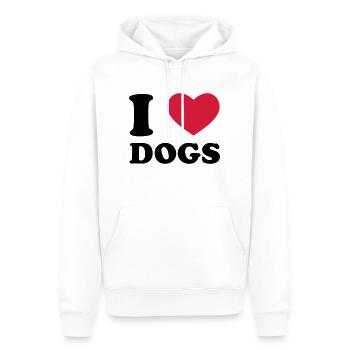 I Love Dogs - Sweat à capuche Premium bio Homme - blanc - Devant - Nico (187cm)
