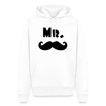 mr moustache - Sweat à capuche Premium bio Homme - blanc - Devant - Nico (187cm)