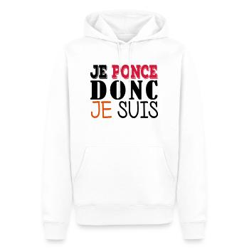 Je ponce donc je suis - Sweat à capuche Premium bio Homme - blanc - Devant - Nico (187cm)