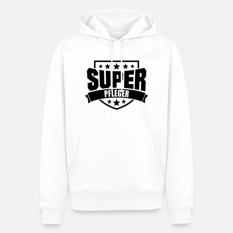 Super Pfleger - Männer Premium Bio Hoodie - Weiß