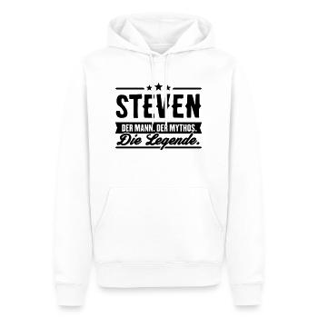 Man Myth Legend Steven - Men’s Premium Organic Hoodie - white - Front - Nico (187cm)