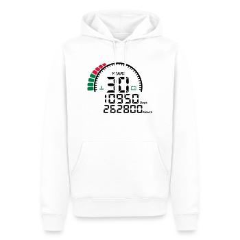 compteur anniversaire years ans 30 - Sweat à capuche Premium bio Homme - blanc - Devant - Nico (187cm)