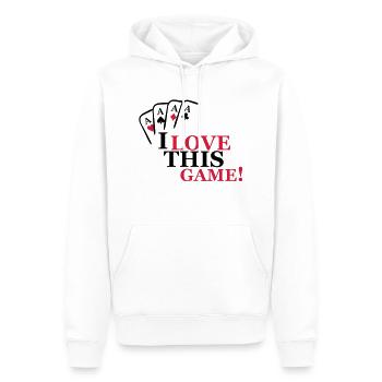 I love this game Cards - Männer Premium Bio Hoodie - Weiß - Vorne - Nico (187cm)