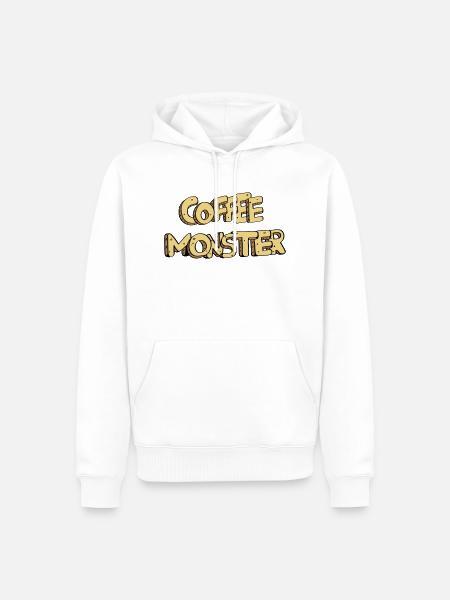 textcoffee_monster - Men’s Premium Organic Hoodie - white