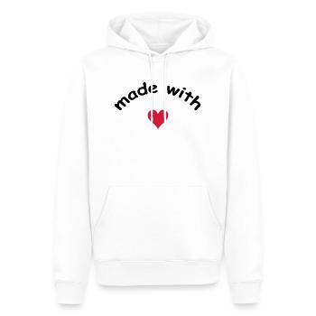 made with heart herz love - Sweat à capuche Premium bio Homme - blanc - Devant - Nico (187cm)