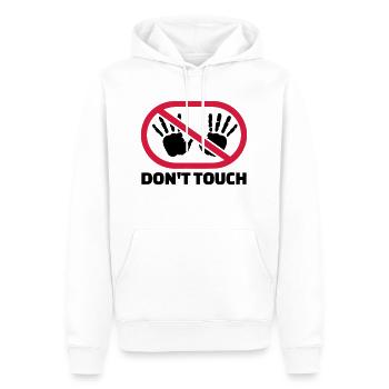 Don't touch - Männer Premium Bio Hoodie - Weiß - Vorne - Nico (187cm)