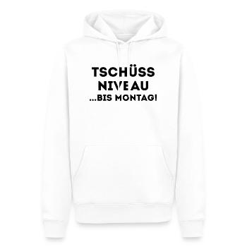 TSCHÜSS NIVEAU - BIS MORGEN - Männer Premium Bio Hoodie - Weiß - Vorne - Nico (187cm)