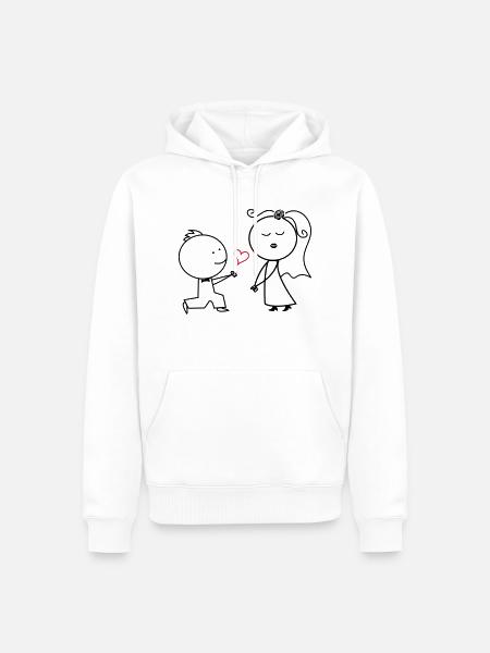 ehepaar_antrag_002 - Männer Premium Bio Hoodie - Weiß