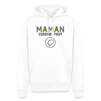 Maman cuisine tout - Sweat à capuche Premium bio Homme - blanc - Devant - Nico (187cm)