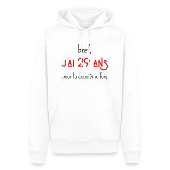 bref j'ai un 29 ans pour la deuxième fois - Sweat à capuche Premium bio Homme - blanc - Devant - Nico (187cm)