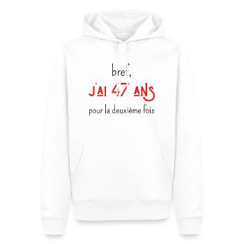 bref j'ai un 47 ans pour la deuxième fois - Sweat à capuche Premium bio Homme - blanc - Devant - Nico (187cm)