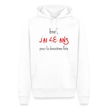 bref j'ai un 48 ans pour la deuxième fois - Sweat à capuche Premium bio Homme - blanc - Devant - Nico (187cm)