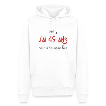 bref j'ai un 49 ans pour la deuxième fois - Sweat à capuche Premium bio Homme - blanc - Devant - Nico (187cm)