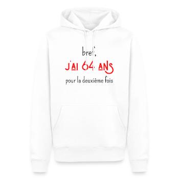 bref j'ai un 64 ans pour la deuxième fois - Sweat à capuche Premium bio Homme - blanc - Devant - Nico (187cm)