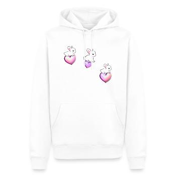 trois cœurs roses symbole chers lapins - Sweat à capuche Premium bio Homme - blanc - Devant - Nico (187cm)