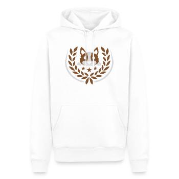 Emblème couronne de laurier dessin de chien - Sweat à capuche Premium bio Homme - blanc - Devant - Nico (187cm)