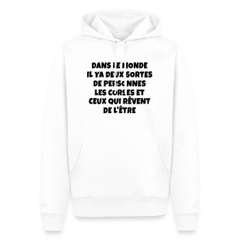 dans le monde il y a les Corses / humour Corse - Sweat à capuche Premium bio Homme - blanc - Devant - Nico (187cm)