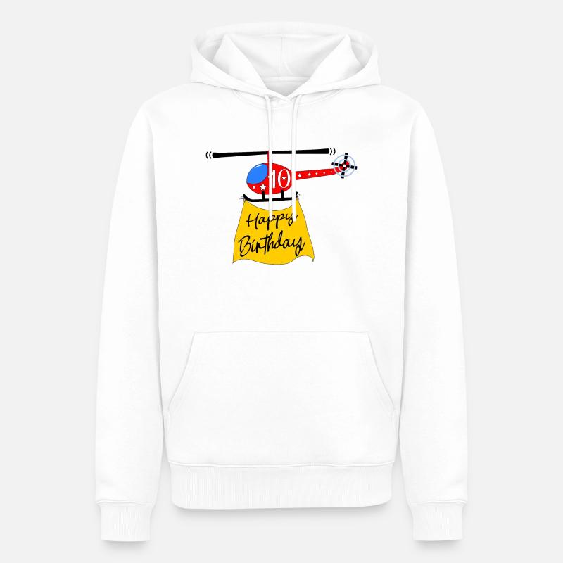 Hélicoptère Joyeux anniversaire 10 - Sweat à capuche Premium bio Homme - blanc
