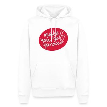 make yourself proud Zitat - Männer Premium Bio Hoodie - Weiß - Vorne - Nico (187cm)