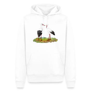 Störche - Männer Premium Bio Hoodie - Weiß - Vorne - Nico (187cm)