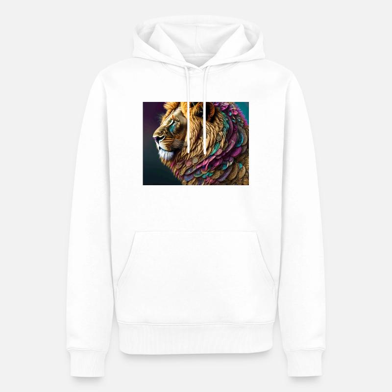 Löwe - Männer Premium Bio Hoodie - Weiß
