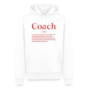 Coach Definition - Männer Premium Bio Hoodie - Weiß - Vorne - Nico (187cm)