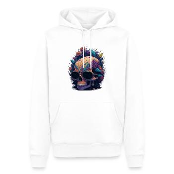 Skull with Flowers - Totenkopf mit Blumen - Männer Premium Bio Hoodie - Weiß - Vorne - Nico (187cm)