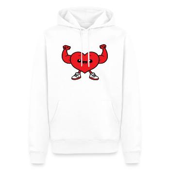 petit cœur musclé chibi mignon - Sweat à capuche Premium bio Homme - blanc - Devant - Nico (187cm)