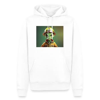 niedliche kleine grüne Retro Vintage Alien Feuerwehrmann - Männer Premium Bio Hoodie - Weiß - Vorne - Nico (187cm)