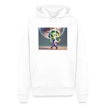 cute little green retro vintage alien dancing - Men’s Premium Organic Hoodie - white - Front - Nico (187cm)