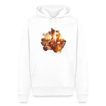 Paws & Pints: Katze mit Bier-Tee - Männer Premium Bio Hoodie - Weiß - Vorne - Nico (187cm)