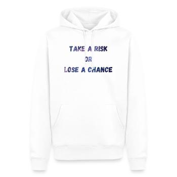 Prendre un risque ou perdre une chance - Sweat à capuche Premium bio Homme - blanc - Devant - Nico (187cm)