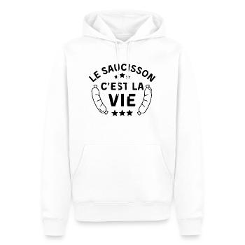 Le saucisson c est la vie 2 - Sweat à capuche Premium bio Homme - blanc - Devant - Nico (187cm)