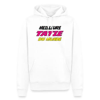 MEILLEURE TATIE DU MONDE 44376 - Sweat à capuche Premium bio Homme - blanc - Devant - Nico (187cm)
