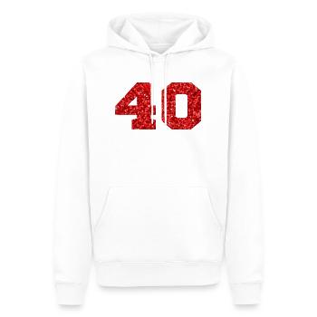 Numéro 40 paillettes rouge - 40e anniversaire - Sweat à capuche Premium bio Homme - blanc - Devant - Nico (187cm)