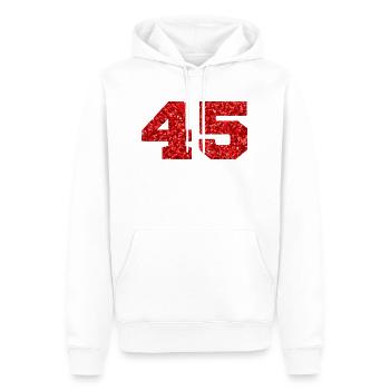 Nummer 45 Roter Glitzer - 45-jähriges Jubiläum - Männer Premium Bio Hoodie - Weiß - Vorne - Nico (187cm)
