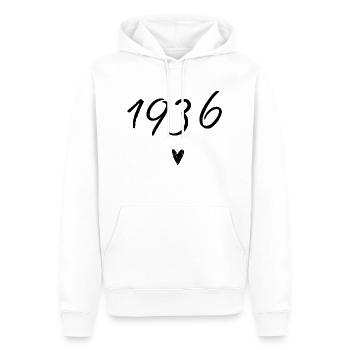 1936 coeur anniversaire - Sweat à capuche Premium bio Homme - blanc - Devant - Nico (187cm)