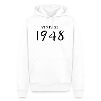 Jahrgang 1948 - Geschenkidee zum Geburtstag - Männer Premium Bio Hoodie - Weiß - Vorne - Nico (187cm)