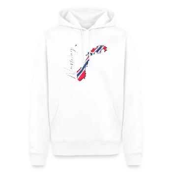 Norwegen Flagge in der Norwegen Landkarte EN - Männer Premium Bio Hoodie - Weiß - Vorne - Nico (187cm)