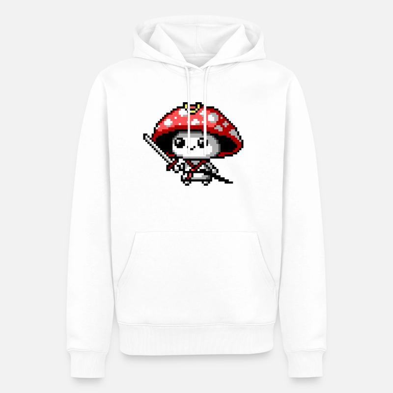 Samouraï champignon 8 bits - Sweat à capuche Premium bio Homme - blanc