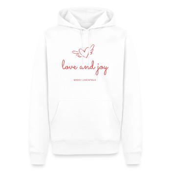 Love And Joy red - Männer Premium Bio Hoodie - Weiß - Vorne - Nico (187cm)